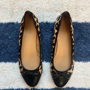 J.Crew Calfhair Captoe Ballet Flats Leopard print